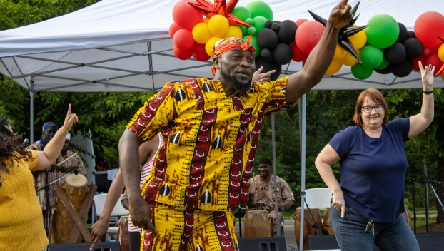 Audience members were able to participate in the performance by Anansi Beat at Wilsonville's Juneteenth celebration on Thursday, June 19. (Krista Kroiss/Wilsonville Spokesman)